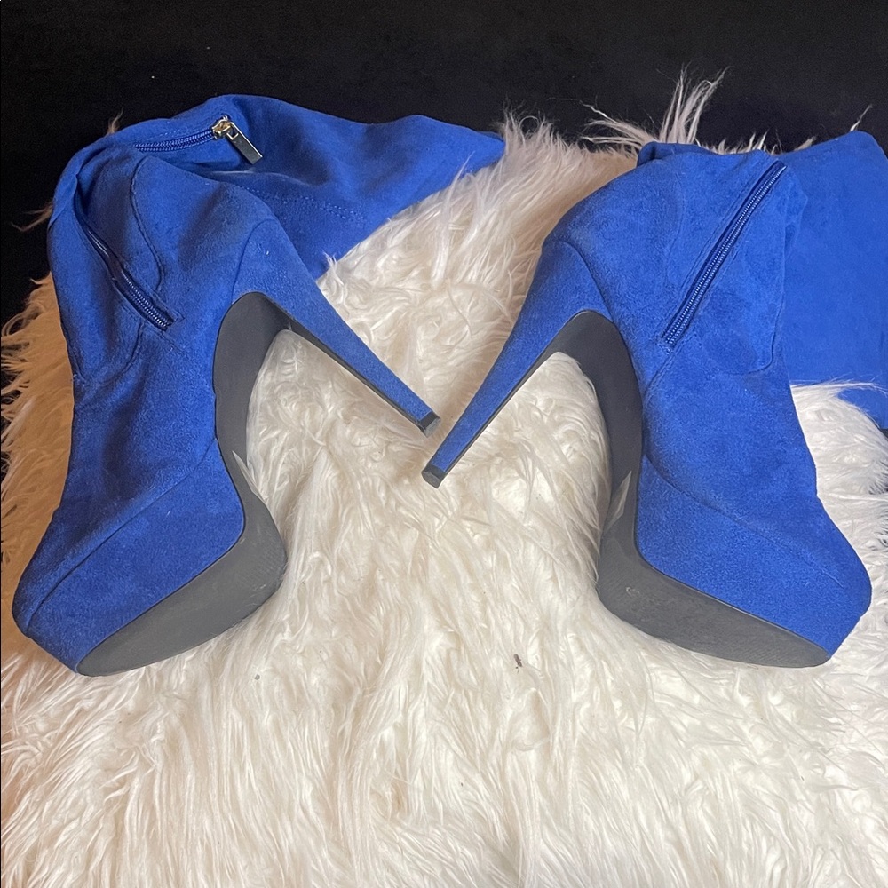 Chic Blue Women's High Heel Boots